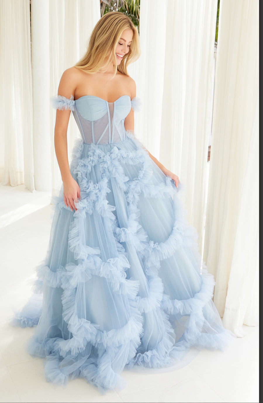 Powder Blue A line till detail gown Tabu Knits Boutique Powder Blue A line till detail gown Tabu Knits Boutique