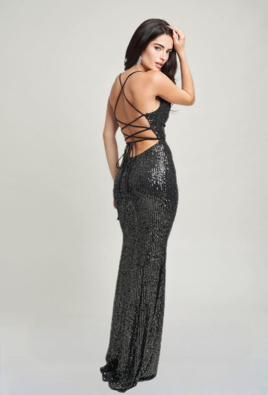 Onyx Black-Strap Lattice Back Sequins Max dress Tabu Knits Boutique Onyx Black-Strap Lattice Back Sequins Max dress Tabu Knits Boutique