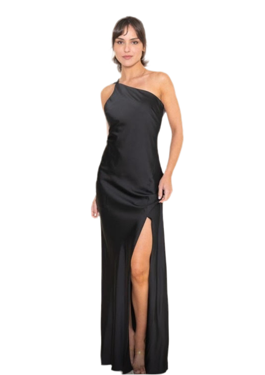 Black Asymmetric halter drape Scarf Sutton dress