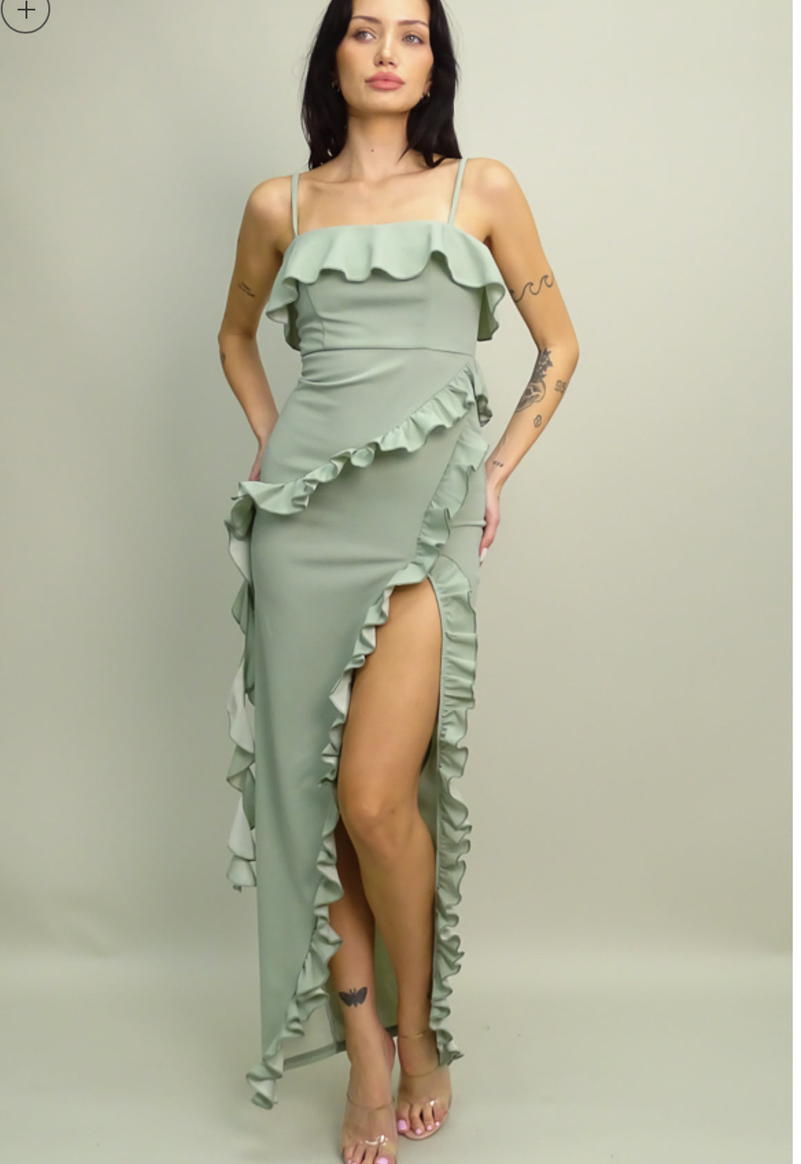 Sage Ruffle Maxi Dress Tabu Knits Boutique Sage Ruffle Maxi Dress Tabu Knits Boutique