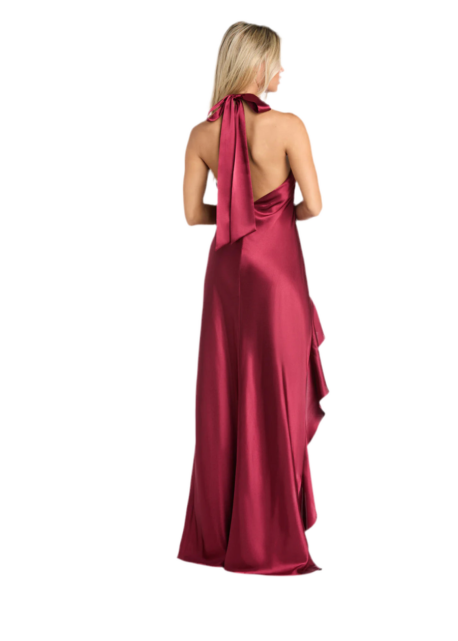 wine colored silk dress Wine Red Satin Cowl Back Maxi Dress | Womens | 3X | 100% Polyester