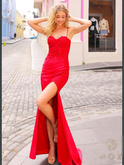 Red Satin Embellishment gown