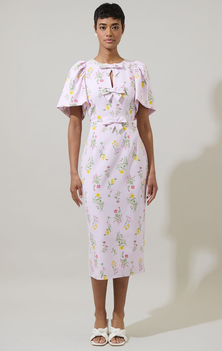 Margote Floral Tania Short Sleeve Midi Dress