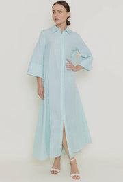 Light green, white striped oversize maxi dress