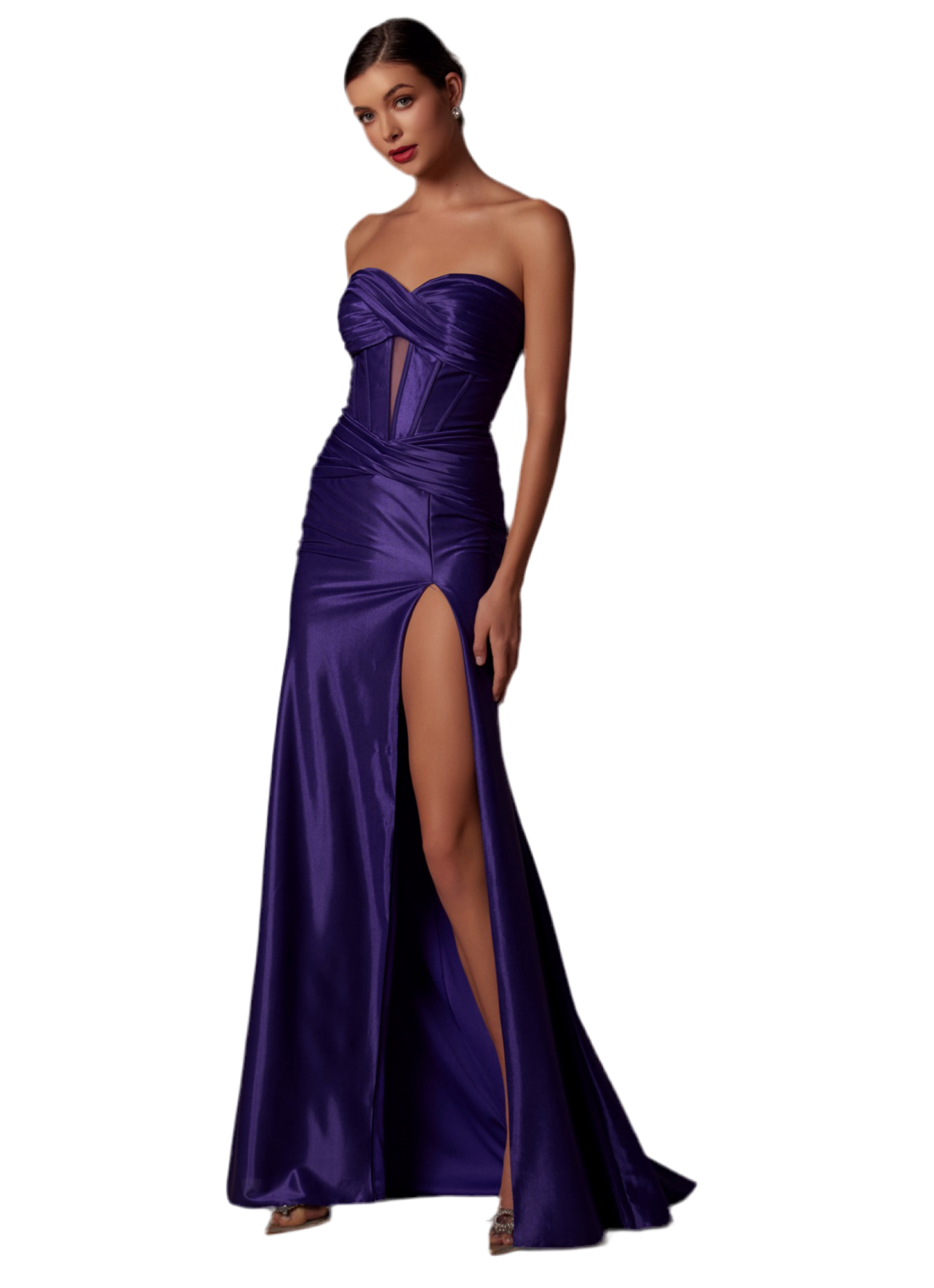 Plum color Satin Fitted Strapless gown Tabu Knits Boutique Plum color Satin Fitted Strapless gown Tabu Knits Boutique