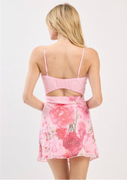 Floral Light pink beaded mini dress