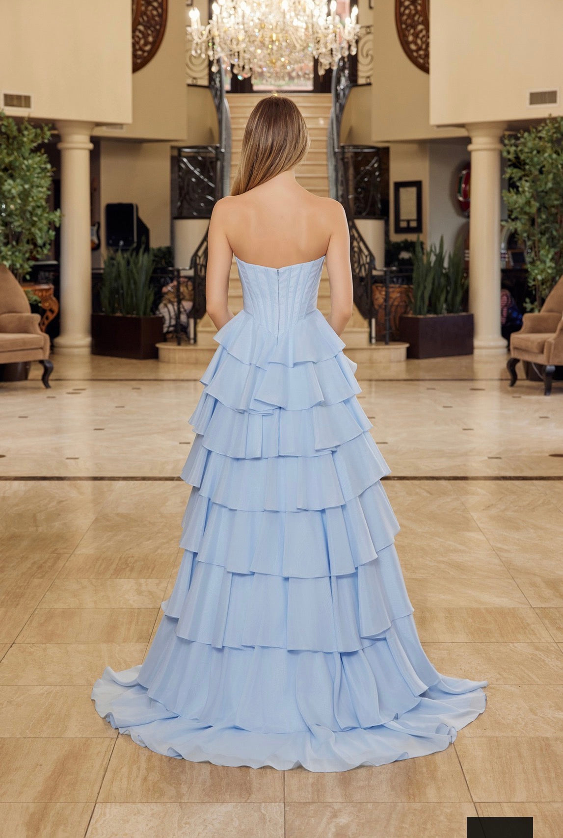 Long Ball Gown with Layered Skirt