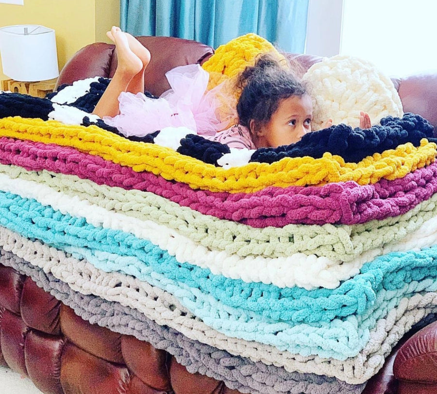 Chunky Knit Rainbow Blanket Big Chunky Knit Blanket 60x72 – Tabu