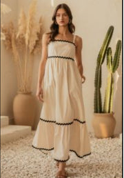 MIDI DRESS WITH RIC RAC TRIM