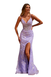 Lilac Sweetheart Fully Beaded Dress with Boned Waistline