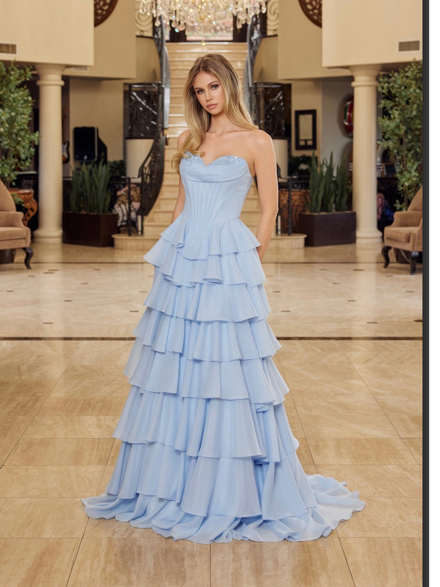 Long Ball Gown with Layered Skirt