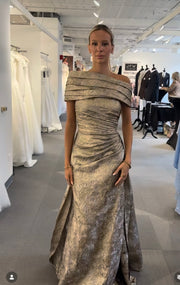 Viral Gold metallic infinity scarf gown