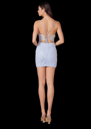 Ice Blue Sequin corset Mini Dress