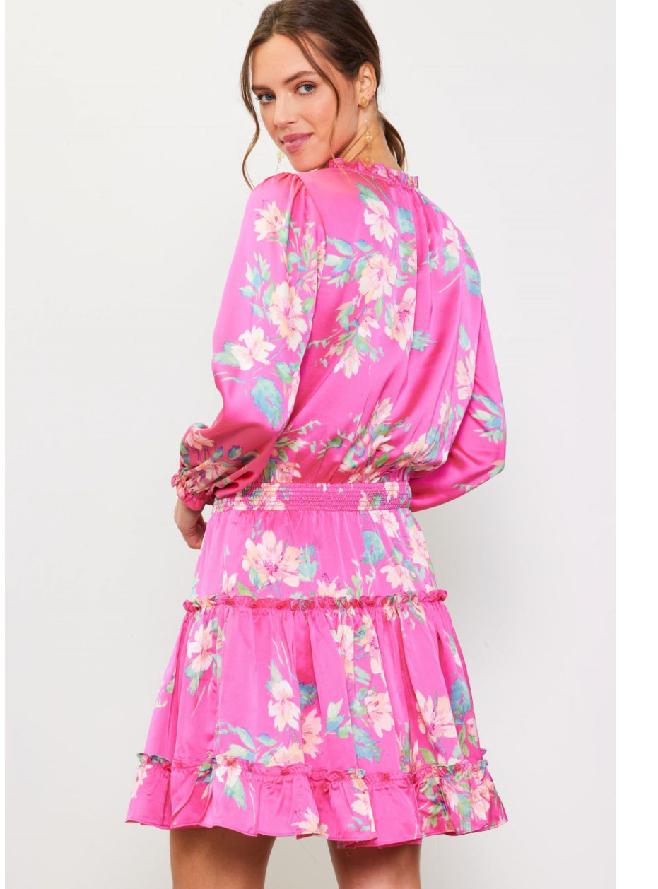 Pink Magnoliam Floral Print  Mini dress