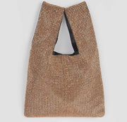 Gold-Rhinestone studded tote bag
