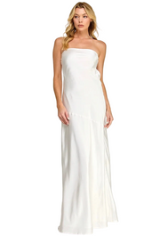 White Strapless Satin Backless Maxi Dress