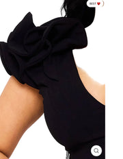Black Rosette Sleeve Mermaid Dress