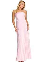 Pink Strapless Satin Backless Maxi Dress