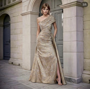 Viral Gold metallic infinity scarf gown