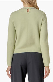 Rhinestones bow sweater- sage