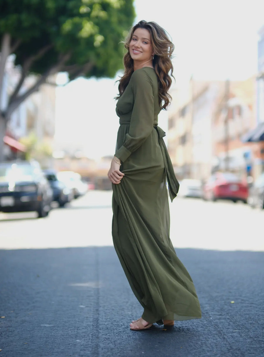 Sage Green long sleeved maxi dress Tabu Knits Boutique Sage Green long sleeved maxi dress Tabu Knits Boutique
