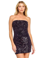 Deep purple Sequence strapless dress