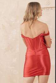 Ted Short Satin Dress Off Shoulder Satin Corset Short Dress