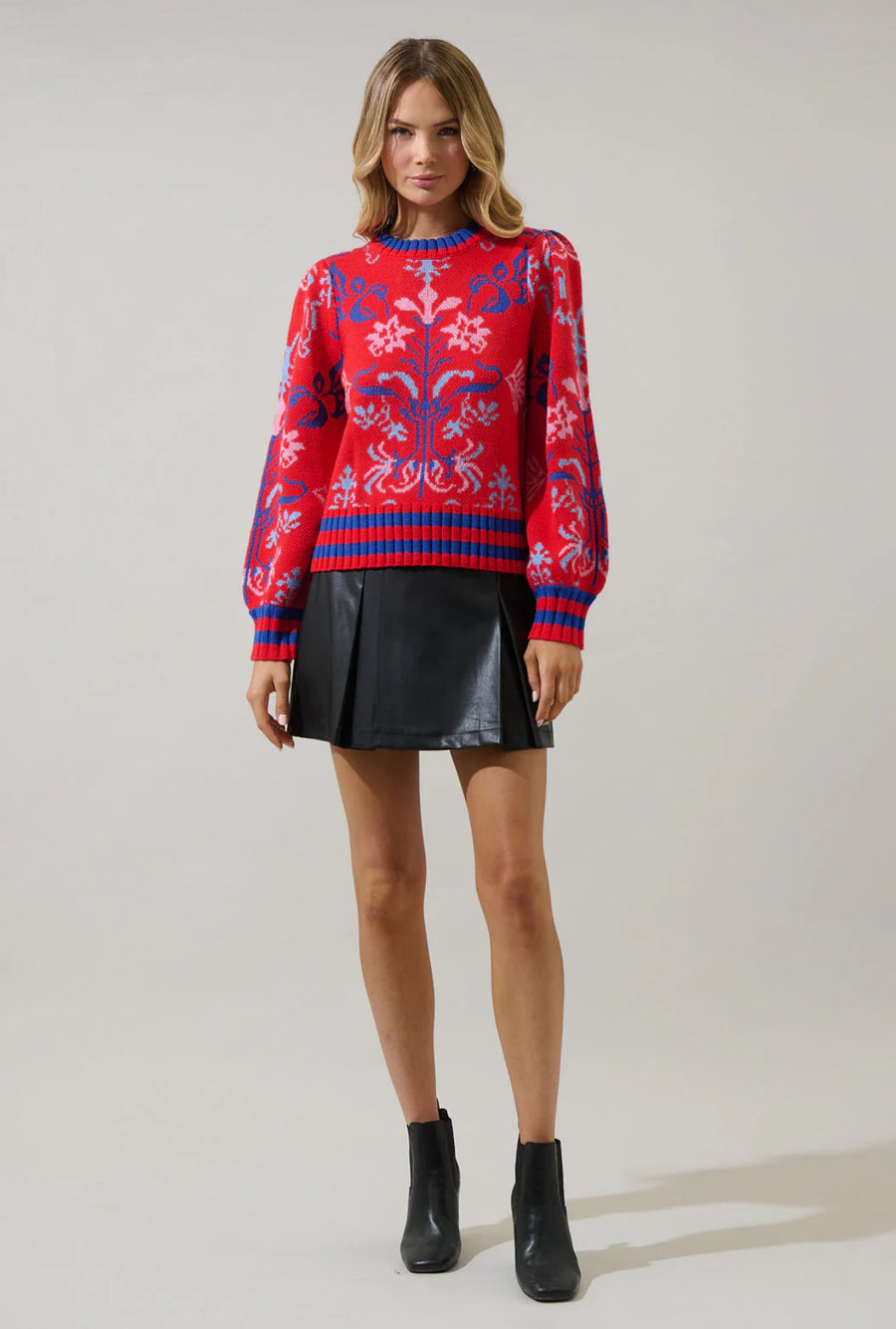 Almila Pleated Long Sleeve Sweater