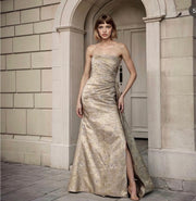 Viral Gold metallic infinity scarf gown