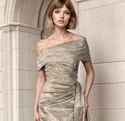 Viral Gold metallic infinity scarf gown