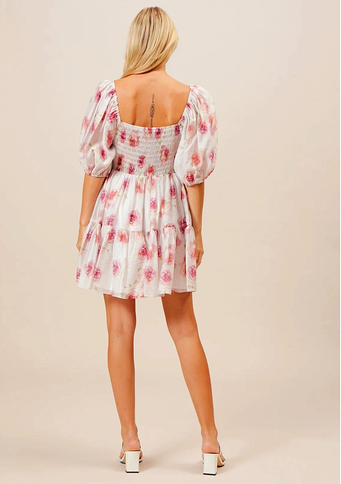 Puff Sleeves floral Mini Dress