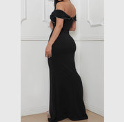 Rhinestones trim off shoulders Max Dress
